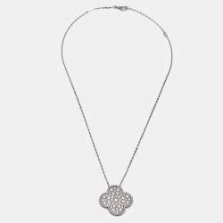 Pre Owned Van Cleef & Arpels Magic Alhambra Diamonds 18k White Gold Necklace