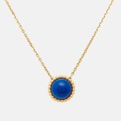 Pre Owned Van Cleef & Arpels Perlée Couleurs Lapis Lazuli Cabochon 18k Yellow Gold Pendant Necklace