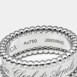 Pre Owned Van Cleef & Arpels Perlée 18k White Gold Ring Size 53