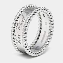 Pre Owned Van Cleef & Arpels Perlée 18k White Gold Ring Size 53