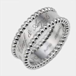 Pre Owned Van Cleef & Arpels Perlée 18k White Gold Ring Size 53