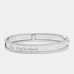 Pre Owned Van Cleef & Arpels Perlée Signature 18k White Gold Bracelet XS