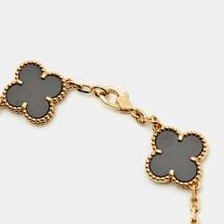 Pre Owned سوار فان كليف & أربلز فينتاج الهامبرا 5 حليات أونيكس وذهب أصفر عيار 18