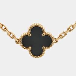 Pre Owned سوار فان كليف & أربلز فينتاج الهامبرا 5 حليات أونيكس وذهب أصفر عيار 18