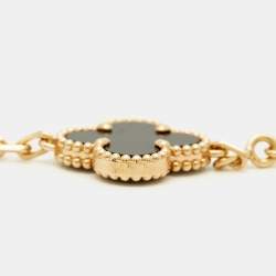 Pre Owned سوار فان كليف & أربلز فينتاج الهامبرا 5 حليات أونيكس وذهب أصفر عيار 18