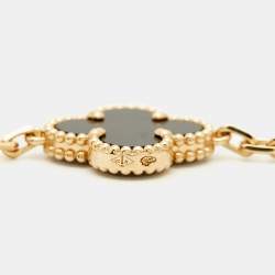 Pre Owned سوار فان كليف & أربلز فينتاج الهامبرا 5 حليات أونيكس وذهب أصفر عيار 18