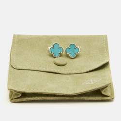 مملوكة مسبقًا أقراط فان كليف آند أربلز "فينتاج ألهامبرا" فيروز و ذهب أبيض عيار 18