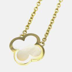 Pre Owned Van Cleef & Arpels Pure Alhambra 18K Yellow Gold and Mother of Pearl Pendant Necklace