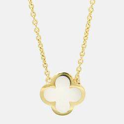 Pre Owned Van Cleef & Arpels Pure Alhambra 18K Yellow Gold and Mother of Pearl Pendant Necklace