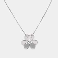 Pre Owned Van Cleef & Arpels Frivole Diamond 18K White Gold Large Pendant Necklace
