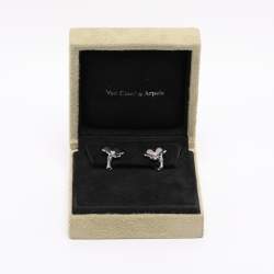 Pre Owned Van Cleef & Arpels Frivole Diamond 18k White Gold Mini Model Earrings