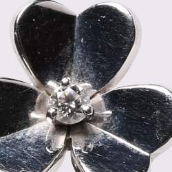 Pre Owned Van Cleef & Arpels Frivole Diamond 18k White Gold Mini Model Earrings