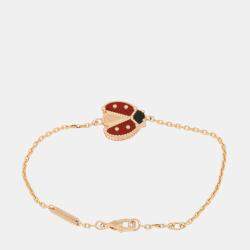 مملوكة مسبقًا سوار فان كليف & آربلز لاكي سبرينج جناح مفتوح ذهب �وردي عيار 18 وكارنيليان