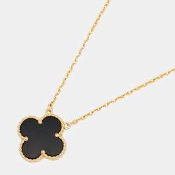 مملوكة مسبقًا قلادة فان كليف آند أربلز ألهامبرا فينتاج عقيق أونيكس ذهب أصفر عيار 18