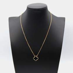 مملوكة مسبقًا قلادة فان كليف آند أربلز ألهامبرا فينتاج عقيق أونيكس ذهب أصفر عيار 18