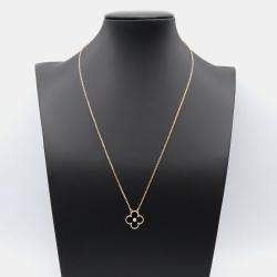 مملوكة مسبقًا Van Cleef & Arpels Vintage Alhambra Onyx Diamond 18K Rose Gold Necklace