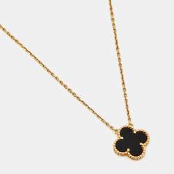 مملوكة مسبقًا قلادة فان كليف آند اربلز ألهامبرا فينتاج عقيق أونيكس ذهب أصفر عيار 18