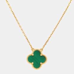 مملوكة مسبقًا Van Cleef & Arpels Vintage Alhambra Malachite 18k Yellow Gold Necklace