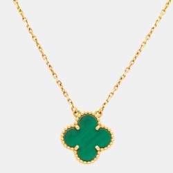 مملوكة مسبقًا Van Cleef & Arpels Vintage Alhambra Malachite 18k Yellow Gold Necklace