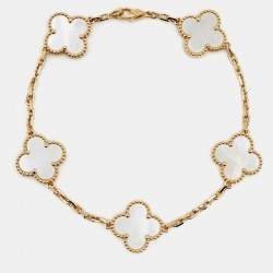 مملوكة مسبقًا سوار فان كليف أند آربلز فينتاج ألهامبرا صدفة ذهب أصفر عيار 18 تصميم 5 أشكال