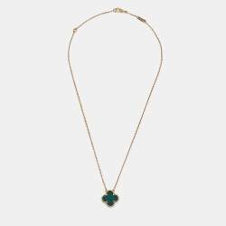 مملوكة مسبقًا Van Cleef & Arpels Vintage Alhambra Malachite 18k Yellow Gold Necklace