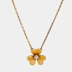 Pre Owned Van Cleef & Arpels Frivole Diamond 18k Yellow Gold Necklace