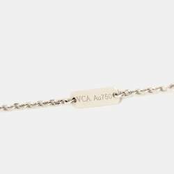 Pre Owned Van Cleef & Arpels Vintage Alhambra Chalcedony 18k White Gold Pendant Necklace