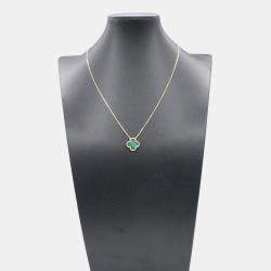 مملوكة مسبقًا Van Cleef & Arpels 18K Yellow Gold and Malachite Vintage Alhambra Necklace