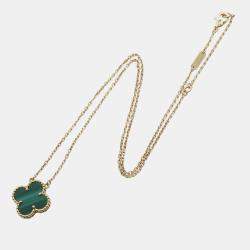 مملوكة مسبقًا Van Cleef & Arpels 18K Yellow Gold and Malachite Vintage Alhambra Necklace