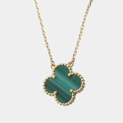 مملوكة مسبقًا Van Cleef & Arpels 18K Yellow Gold and Malachite Vintage Alhambra Necklace