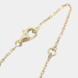 Pre Owned Van Cleef & Arpels 18K Yellow Gold and Onyx Vintage Alhambra Pendant Necklace