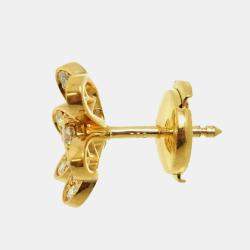 Pre Owned Van Cleef & Arpels Frivole Mini 18K Yellow Gold Diamond Earrings