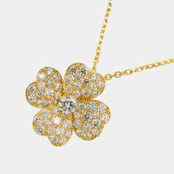 Pre Owned Van Cleef & Arpels Cosmos Medium 18K Yellow Gold Diamond Necklace Brooch
