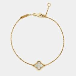 Pre Owned Van Cleef & Arpels Sweet Alhambra Mother of Pearl 18k Yellow Gold Bracelet