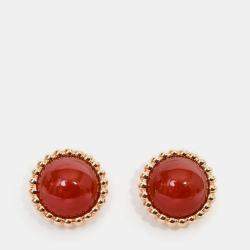 مملوكة مسبقًا Van Cleef & Arpels Perlee Couleurs 18K Rose Gold Carnelian Stud Earrings