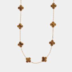 Pre Owned Van Cleef & Arpels Vintage Alhambra 18K Yellow Gold 10 Motif Necklace