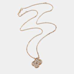 Pre Owned Van Cleef & Arpels Vintage Alhambra 18K Rose Gold and Diamond Pendant Necklace