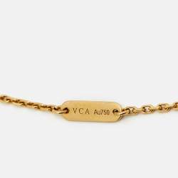 Pre Owned Van Cleef & Arpels Vintage Alhambra Onyx 18k Yellow Gold Necklace