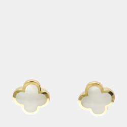 مملوكة مسبقًا أقراط فان كليف & أربلز بيور ألهمبرا لؤلؤة وذهب أصفر عيار 18