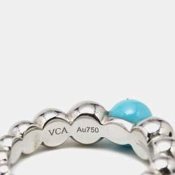 Pre Owned خاتم فان كليف آند اربلز ذهب أبيض عيار 18 & تركواز كولور فريشن مقاس 51