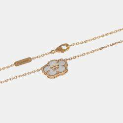 مملوكة مسبقًا Van Cleef & Arpels Lucky Spring Plum Blossom 18K Rose Gold and Mother Of Pearl Pendant Necklace