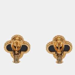 Pre Owned أقراط فان كليف أند أربلز فينتاج ألهامبرا أونيكس ذهب أصفر عيار 18