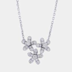 Pre Owned Van Cleef & Arpels Socrates Flower 18K White Gold and Diamond Pendant Necklace