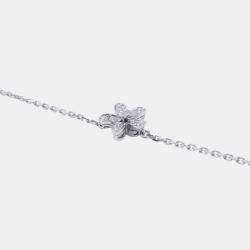 Pre Owned Van Cleef & Arpels Socrates Flower 18K White Gold and Diamond Pendant Necklace
