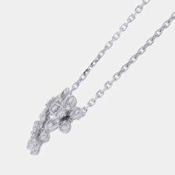 Pre Owned Van Cleef & Arpels Socrates Flower 18K White Gold and Diamond Pendant Necklace