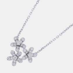 Pre Owned Van Cleef & Arpels Socrates Flower 18K White Gold and Diamond Pendant Necklace