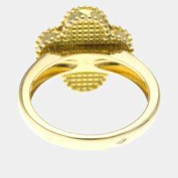 Pre Owned Van Cleef & Arpels Vintage Alhambra 18K Yellow Gold, Diamond, Onyx Band Ring EU 53