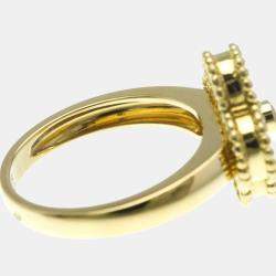 Pre Owned Van Cleef & Arpels Vintage Alhambra 18K Yellow Gold, Diamond, Onyx Band Ring EU 53