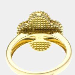 Pre Owned Van Cleef & Arpels Vintage Alhambra 18K Yellow Gold, Diamond, Onyx Band Ring EU 53