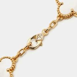 Pre Owned Van Cleef & Arpels Vintage Alhambra Mother of Pearl 18k Yellow Gold 5 Motif Bracelet
